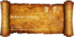 Mahrer Vince névjegykártya